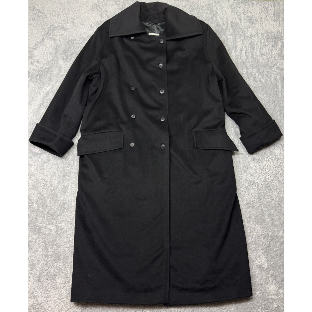 Versace Istante Coat Size II M Black Long Wool Quiet Luxury Made in Italy Lined